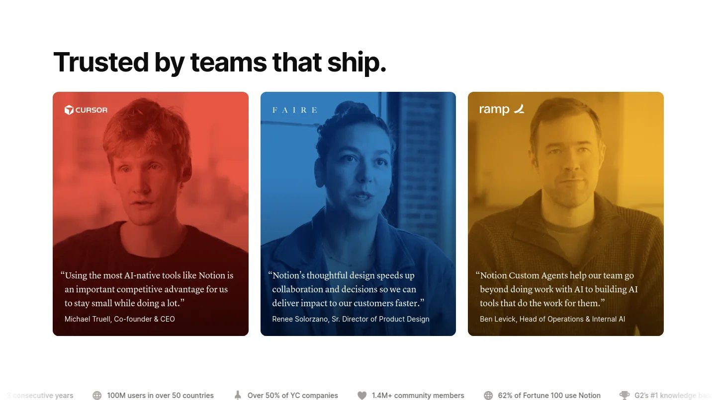 notion.com — a real Logo Wall section