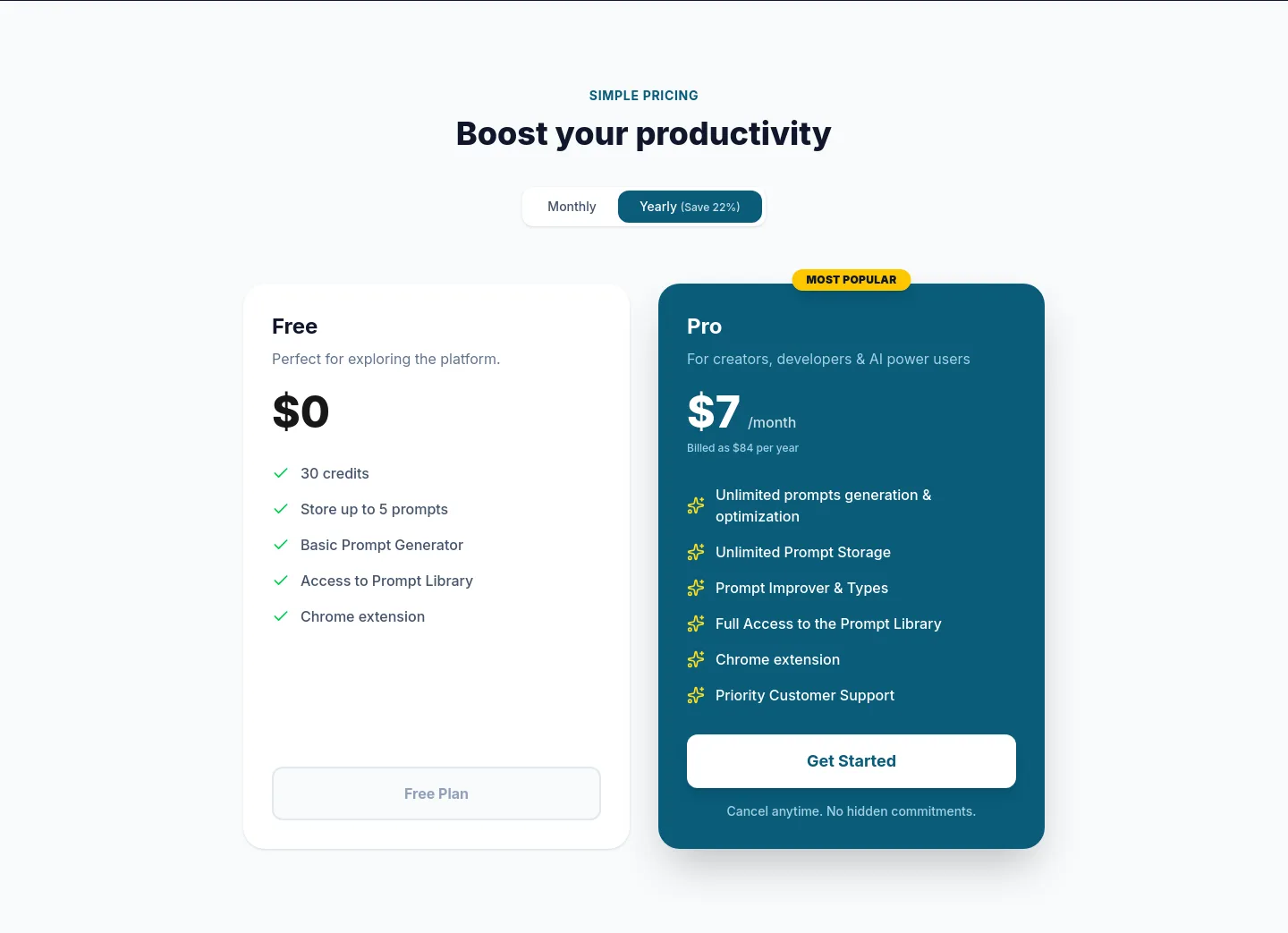 novaprompt.space Pricing section