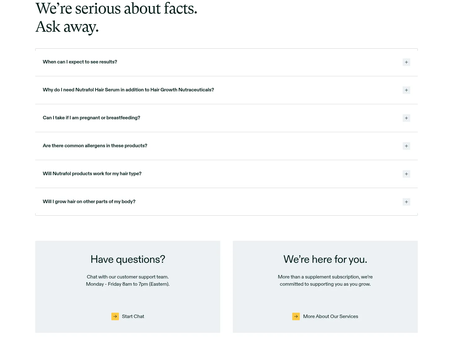 nutrafol.com — a real FAQ section