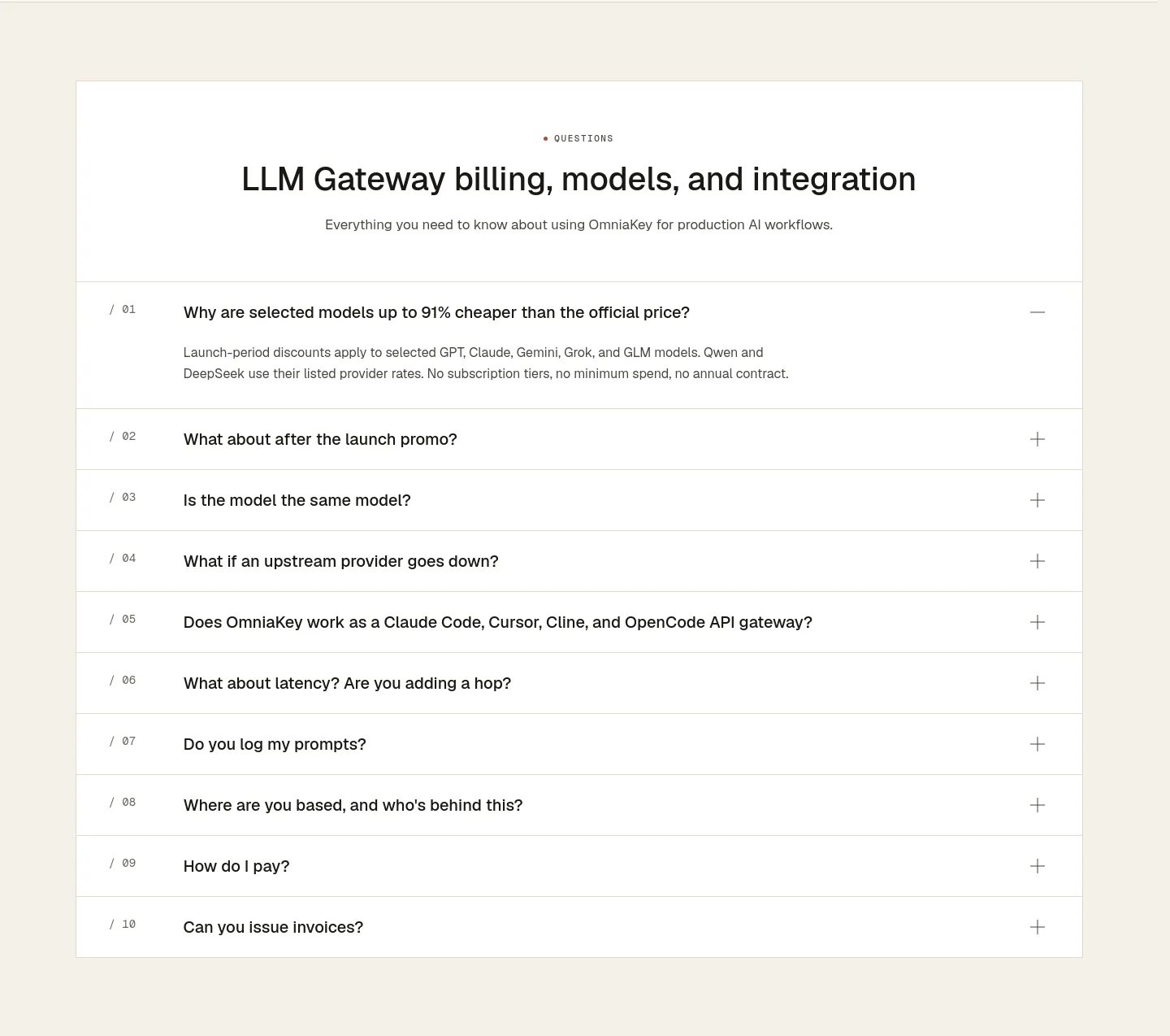 omniakey.com FAQ section