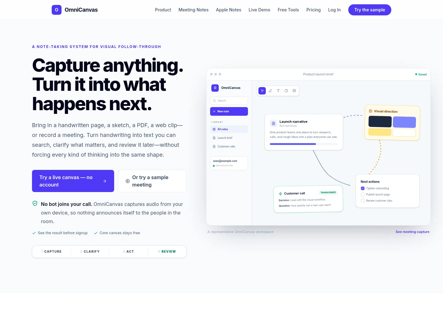 omnicanvasnotes.com — a real Hero section