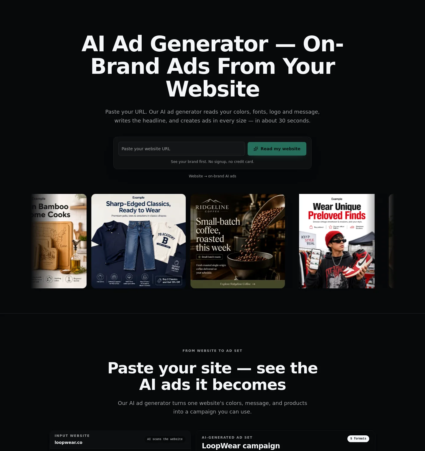 onbrandads.com Hero section