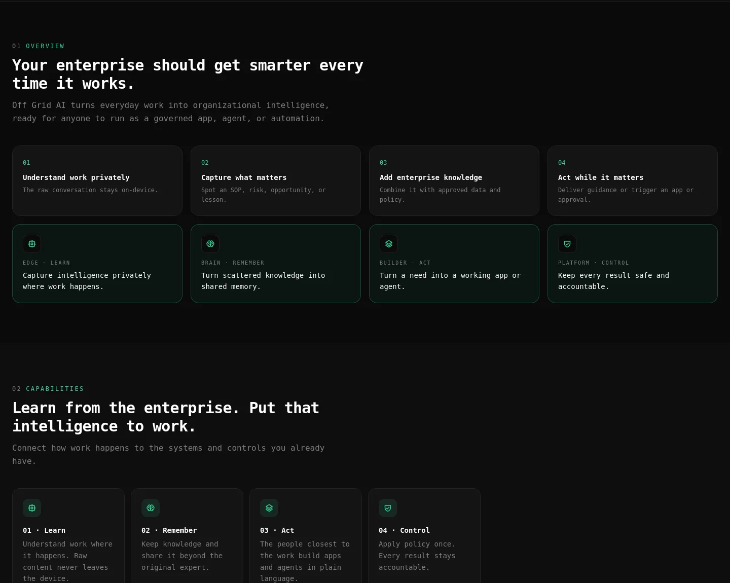 onprem-console.getoffgridai.co Features section