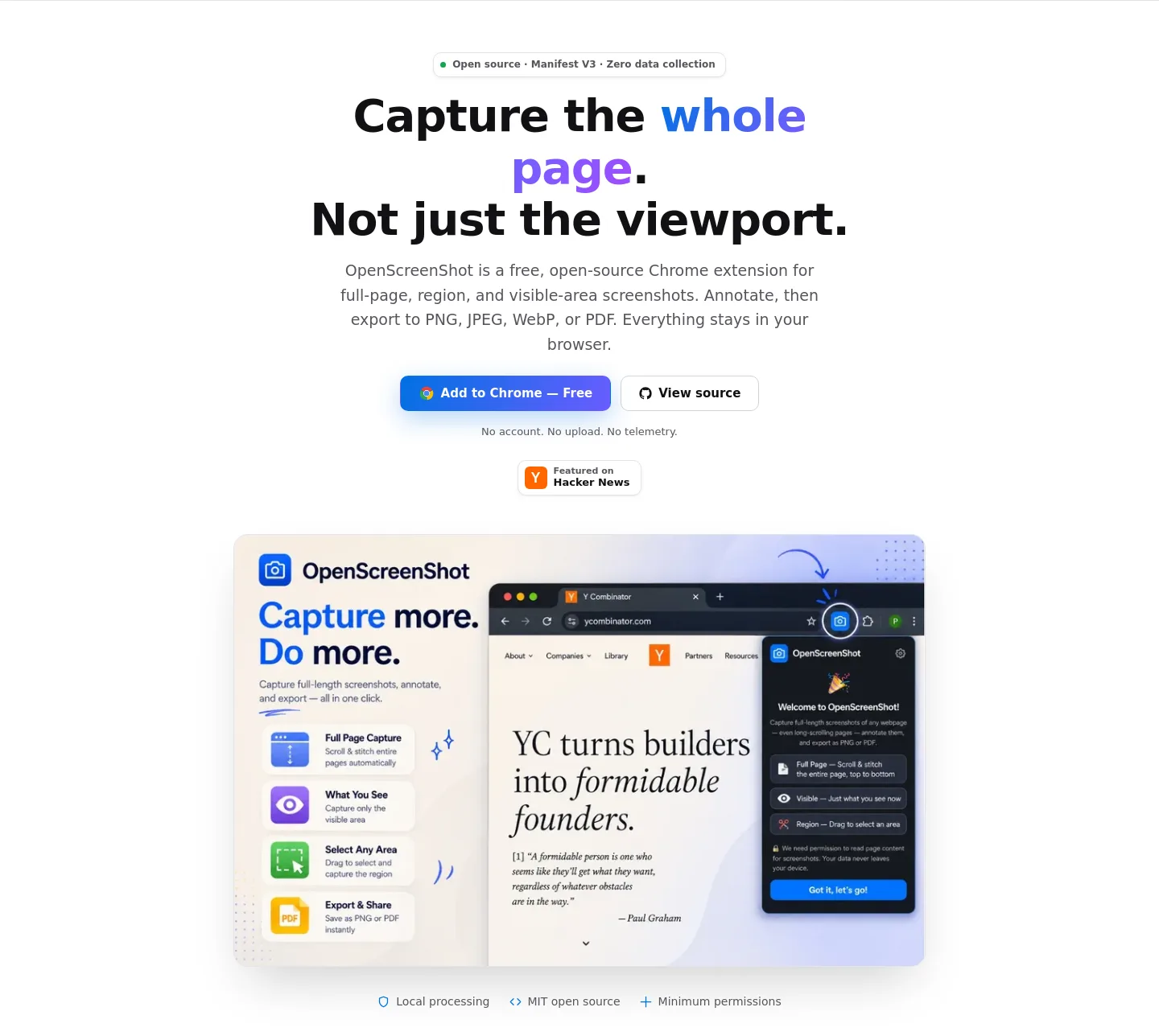 openscreenshot.app — a real Hero section