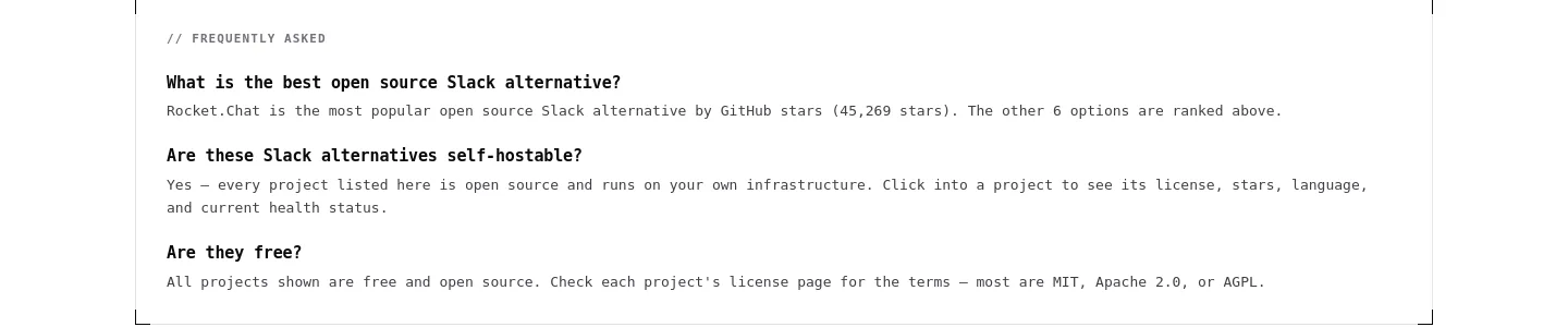 opensourcestartups.com — a real FAQ section