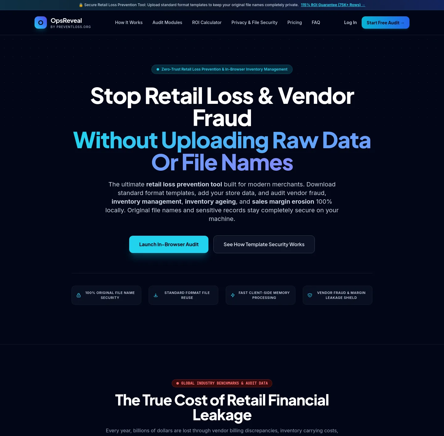 opsreveal.preventloss.org — a measured funnel