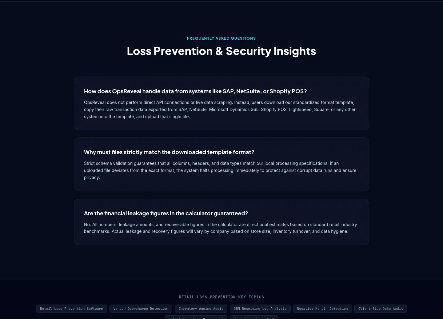 opsreveal.preventloss.org FAQ section