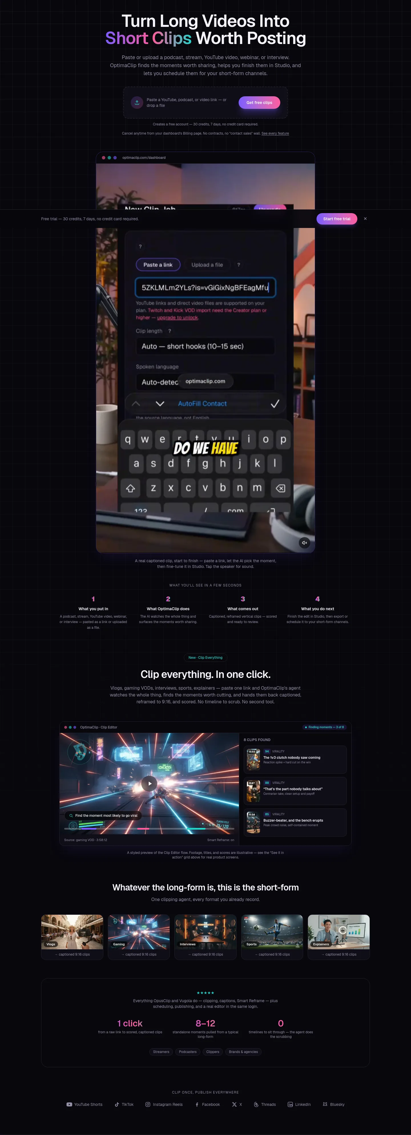optimaclip.com Hero section