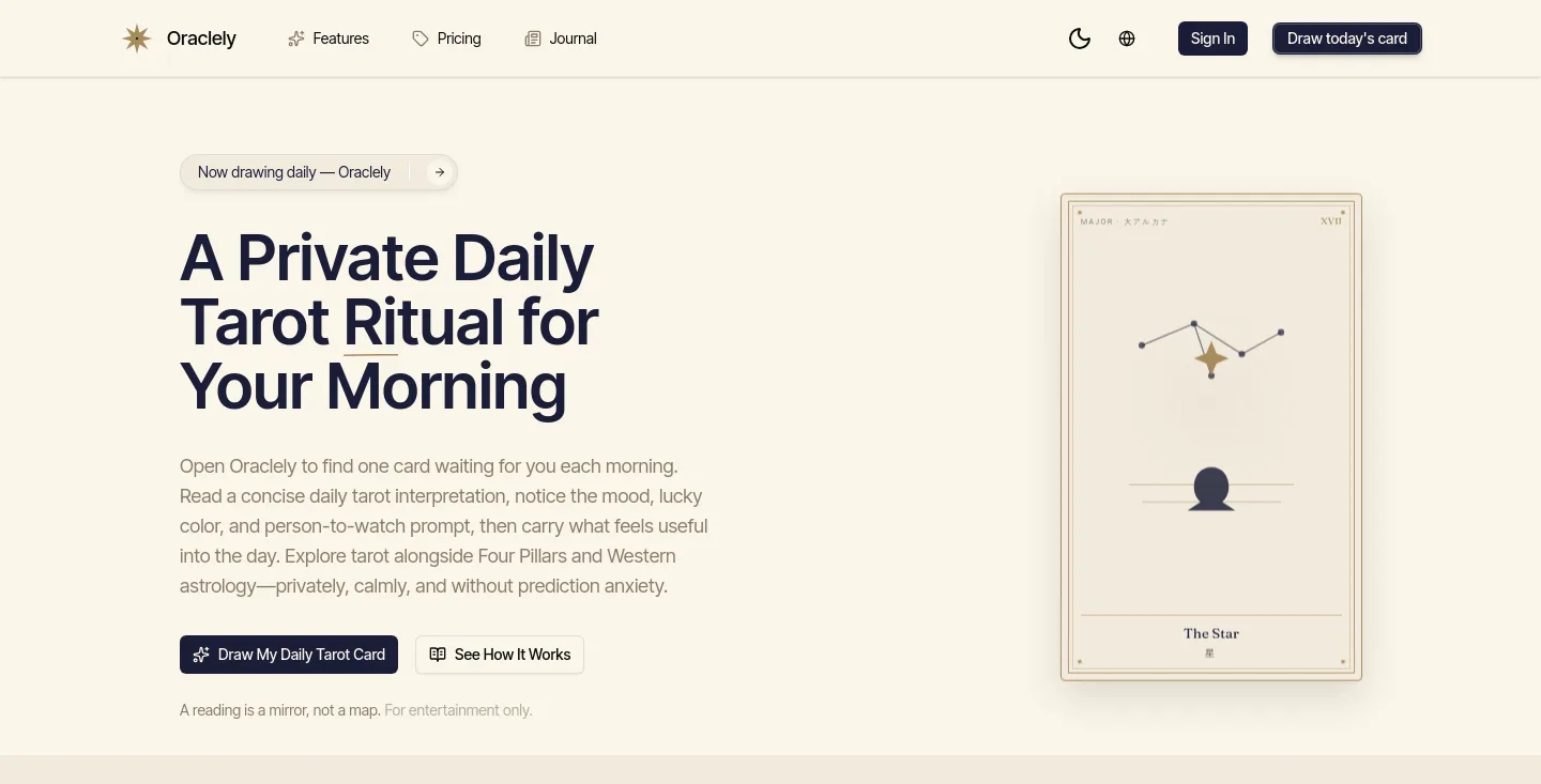 oraclely.com — a real Hero section