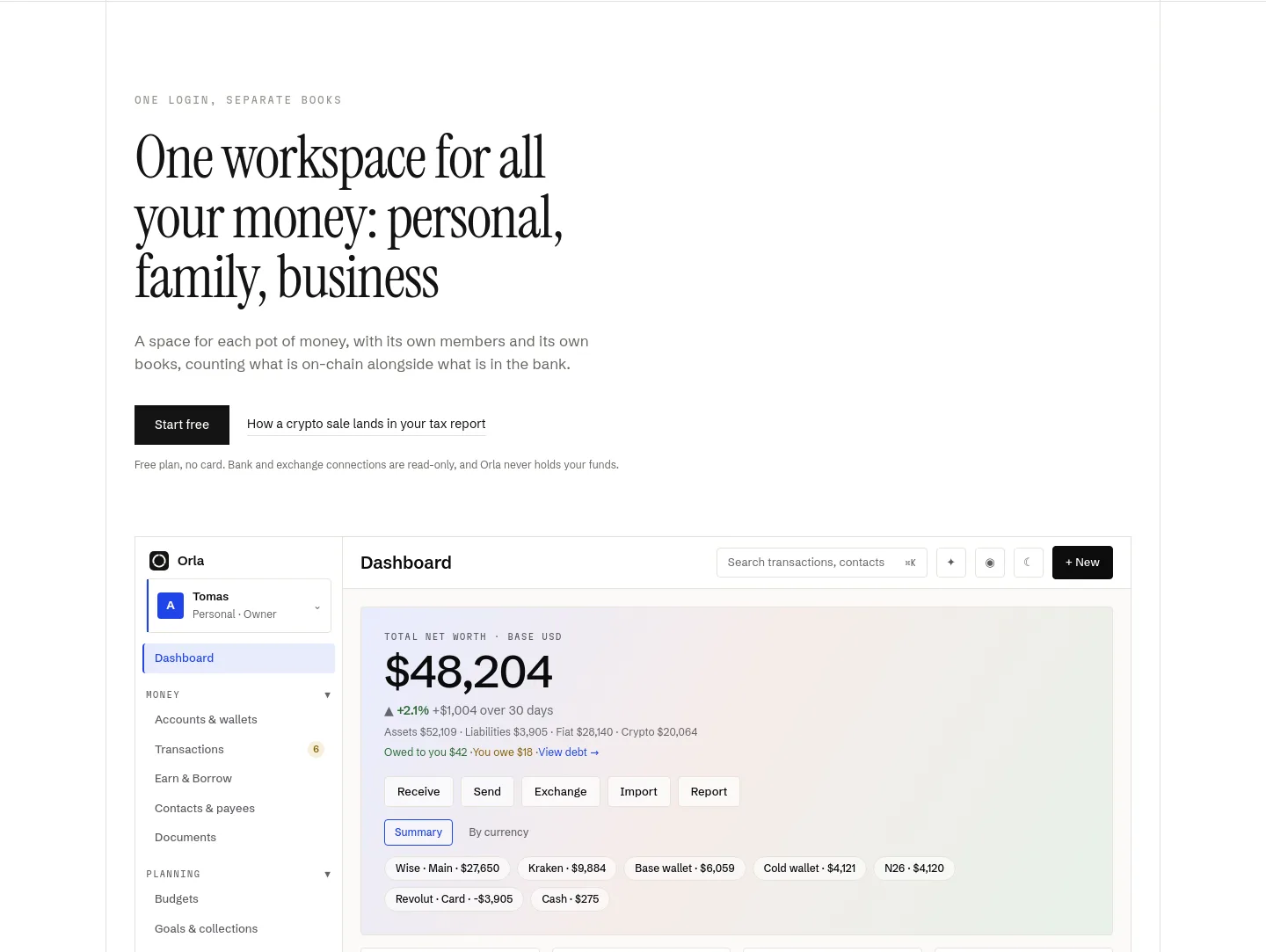 orla.finance — a real Hero section