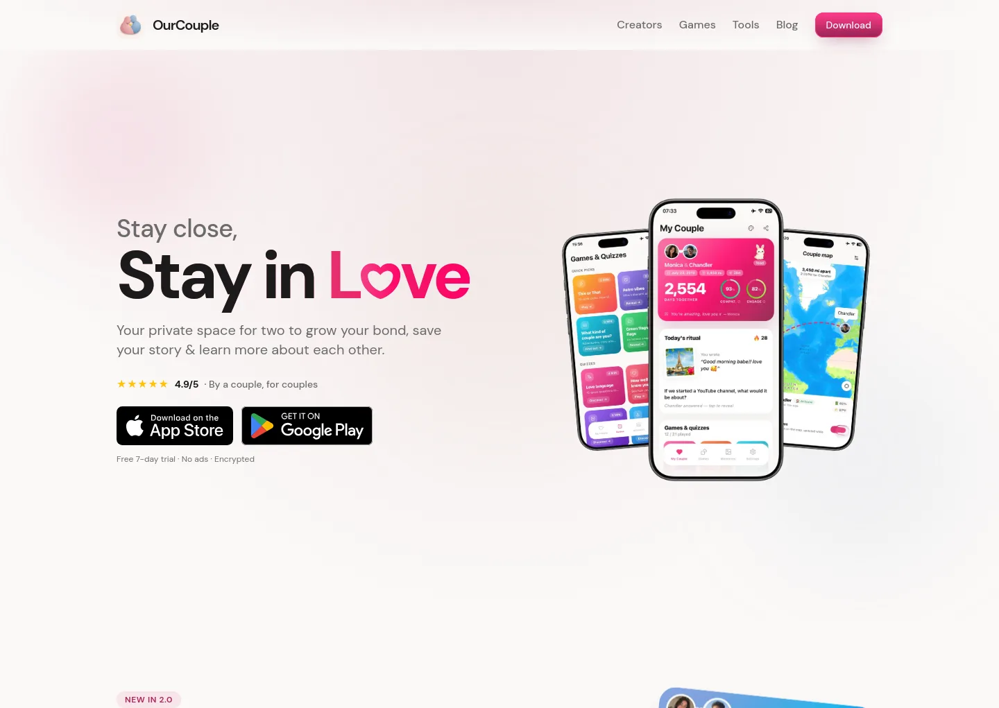 ourcouple.app — a real Hero section