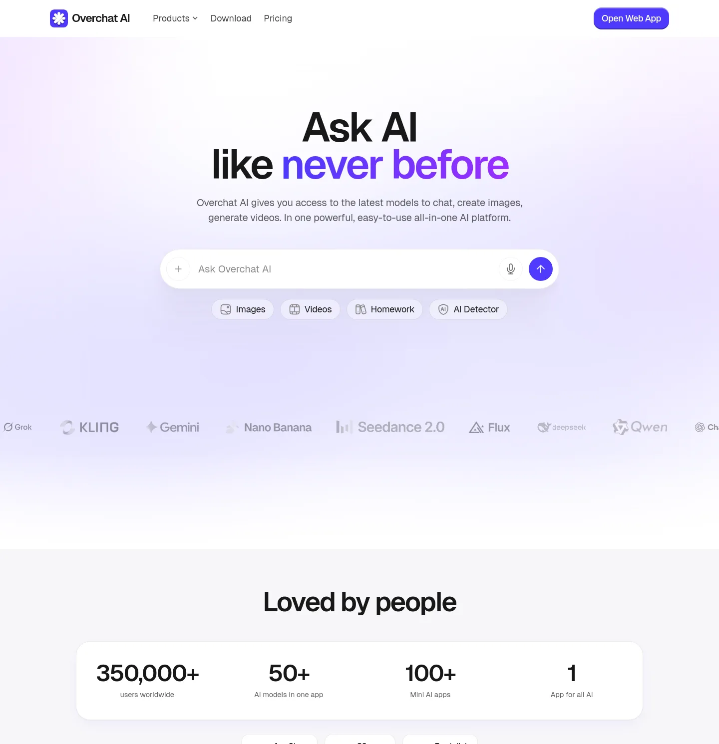 overchat.ai — a real Hero section