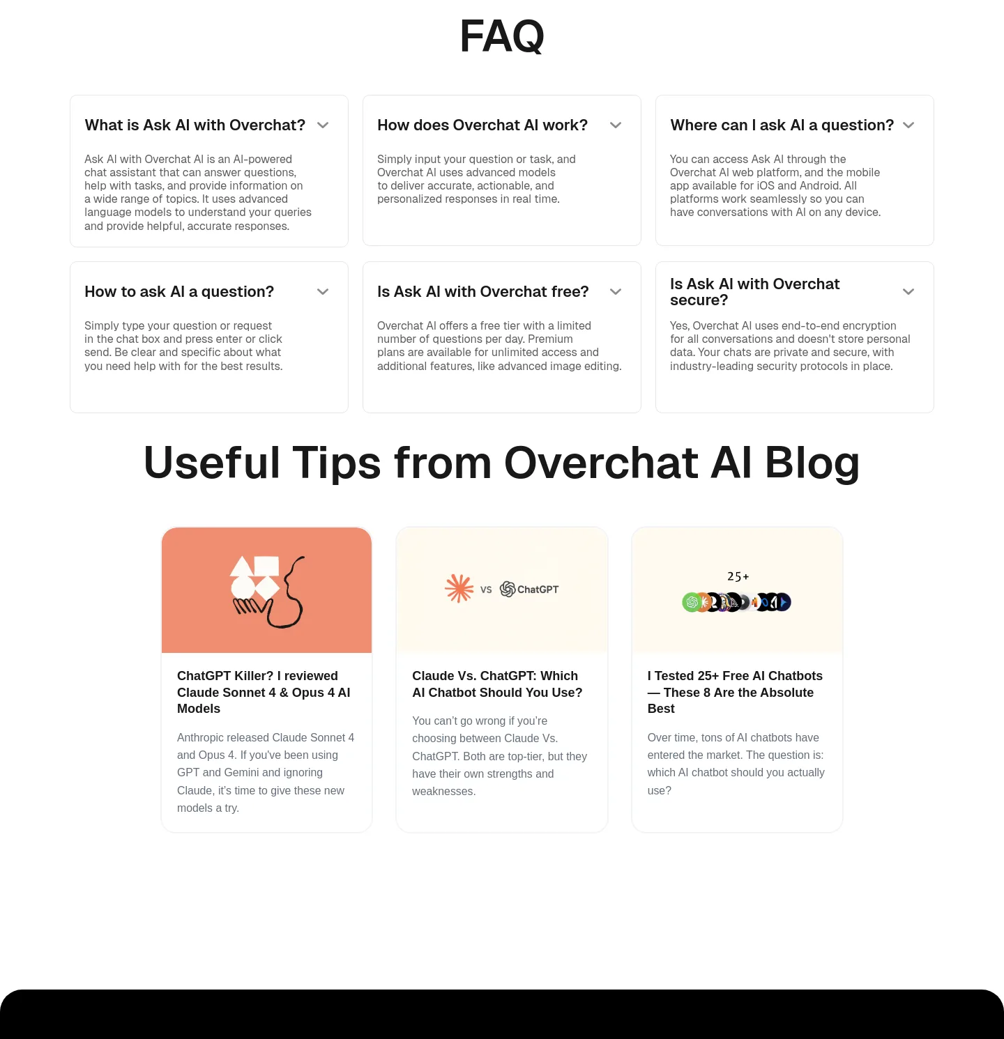 overchat.ai FAQ section
