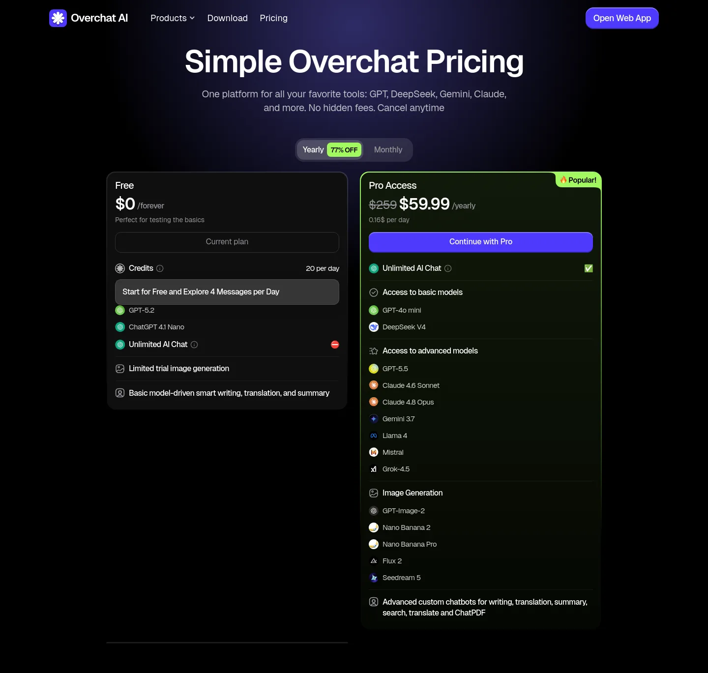overchat.ai Hero section