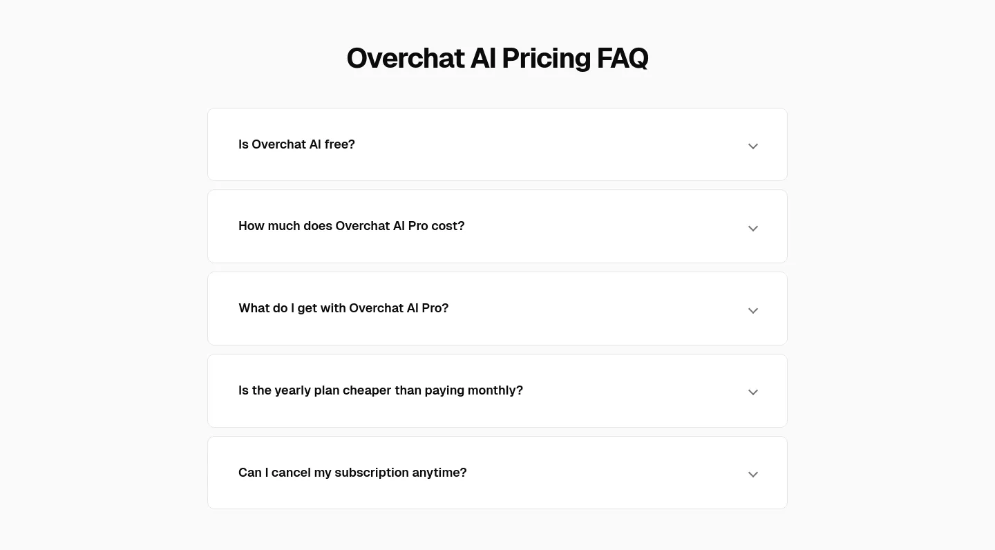 overchat.ai FAQ section
