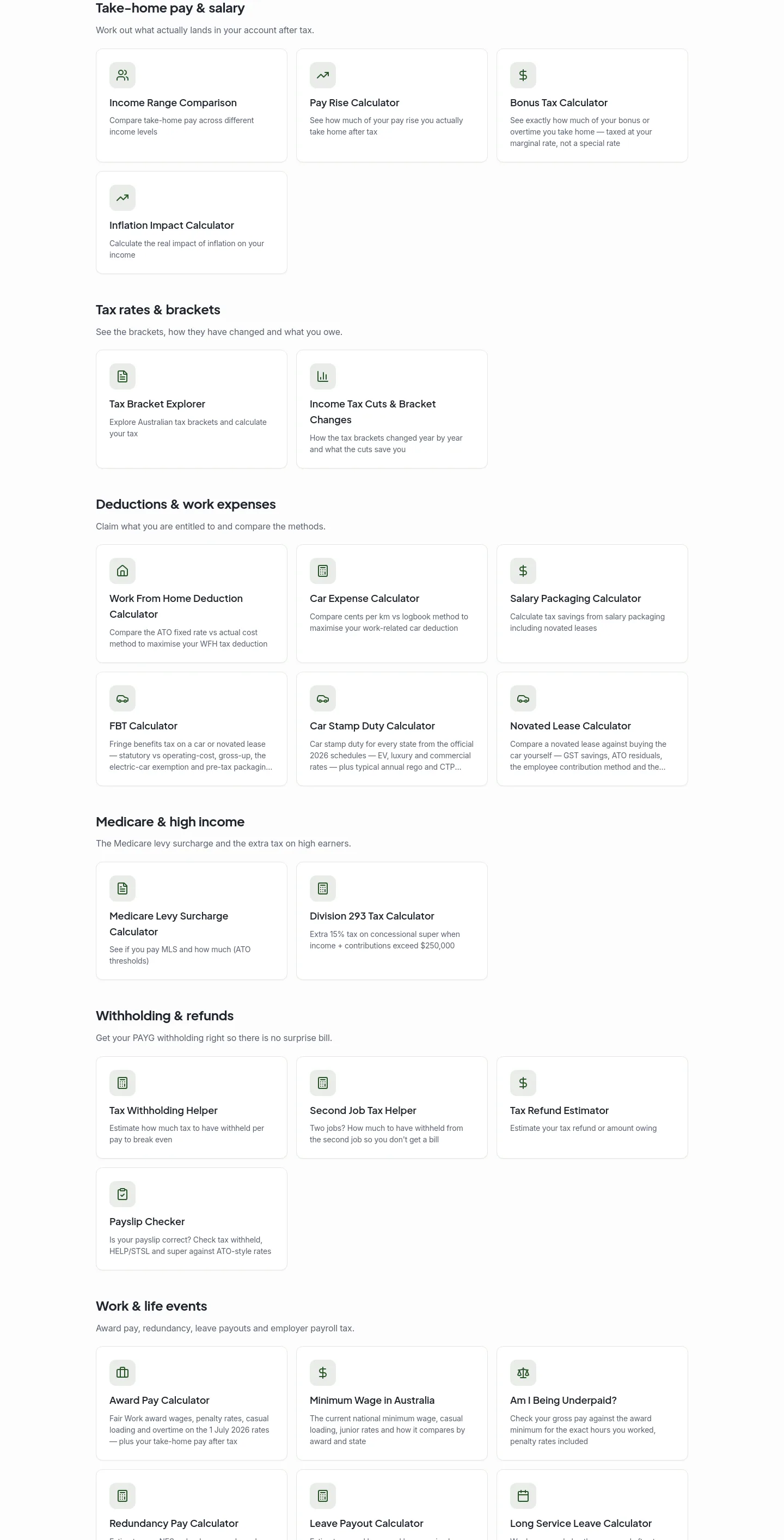 ozfinancehub.com.au — a real Features section