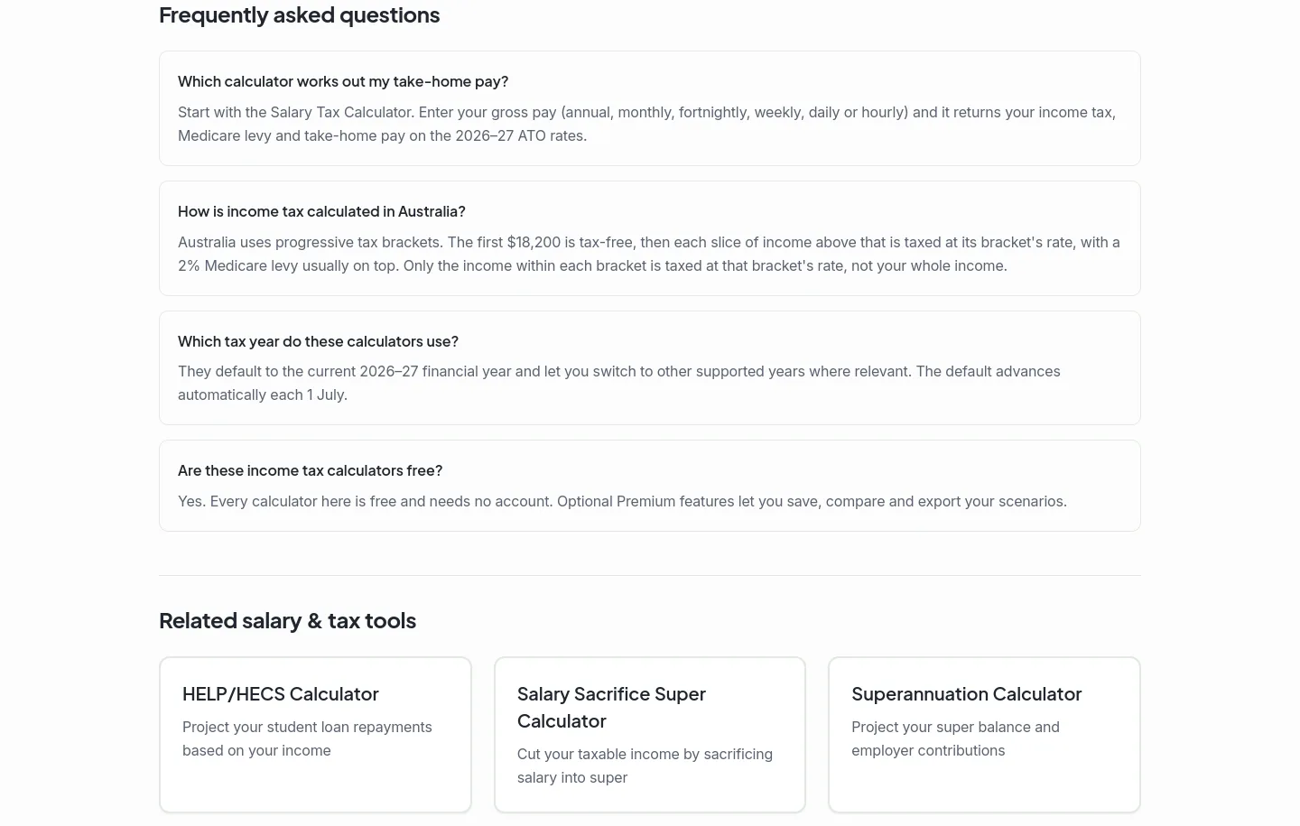 ozfinancehub.com.au — a real FAQ section