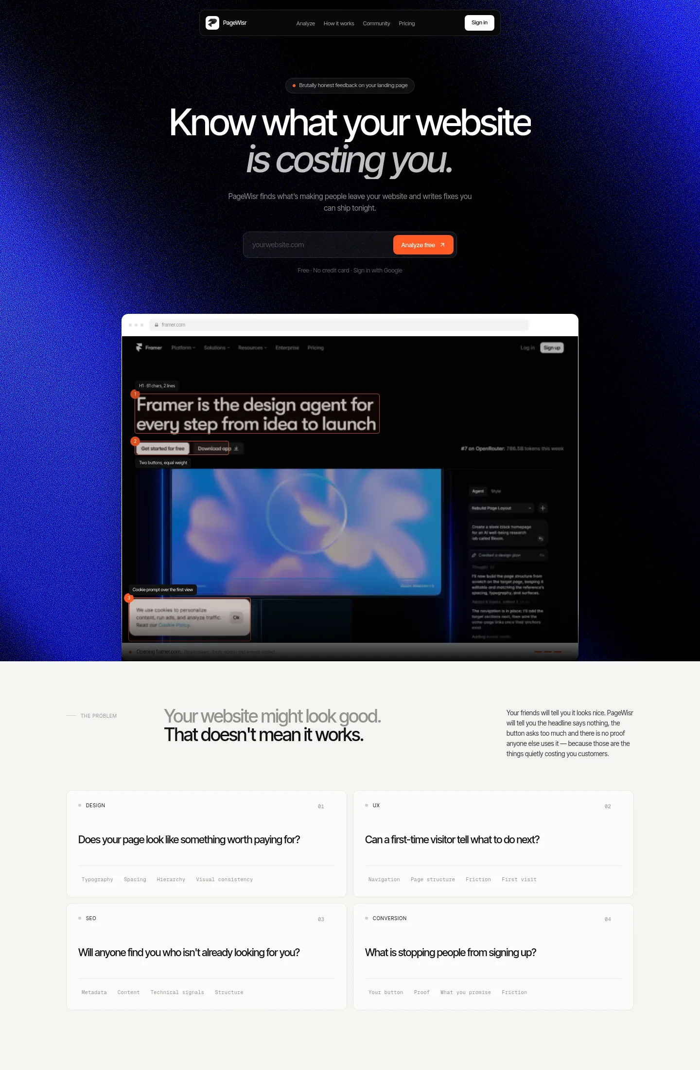 pagewisr.com — a measured funnel