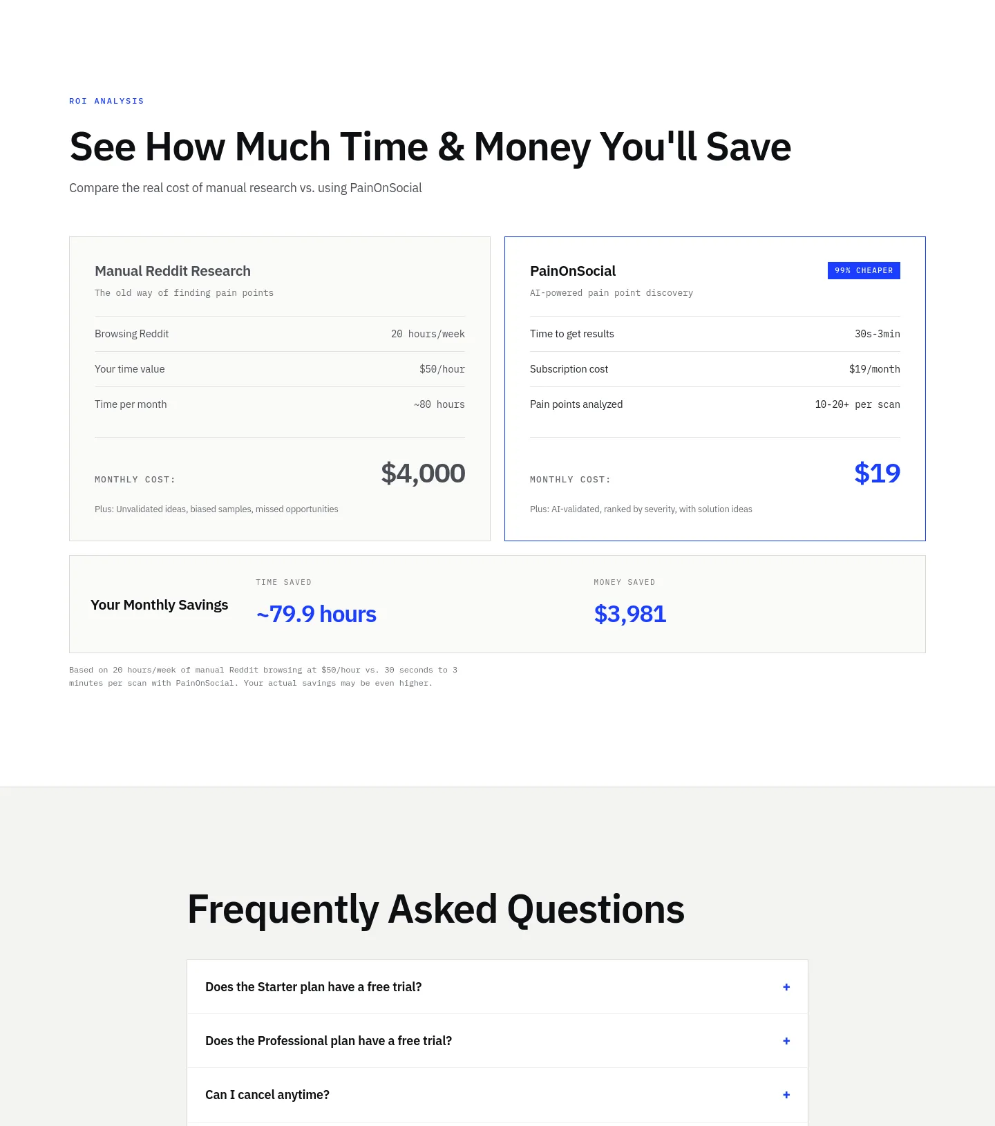 painonsocial.com Pricing section