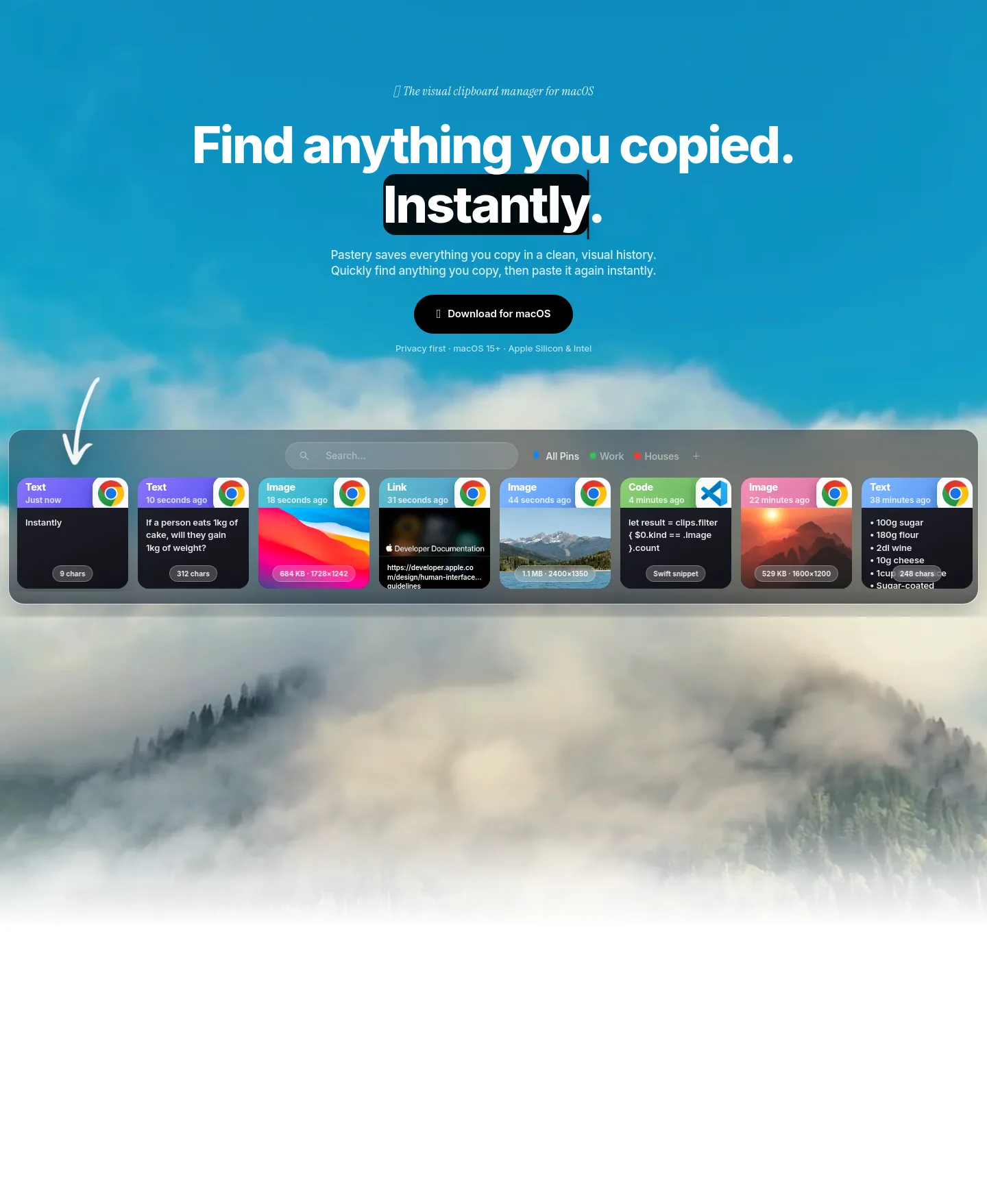 pasteryapp.com — a real Hero section