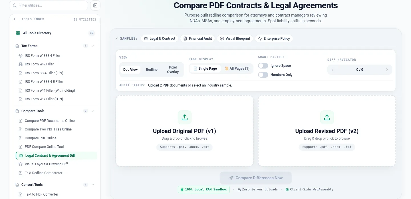 pdfcompare.app — a real Hero section