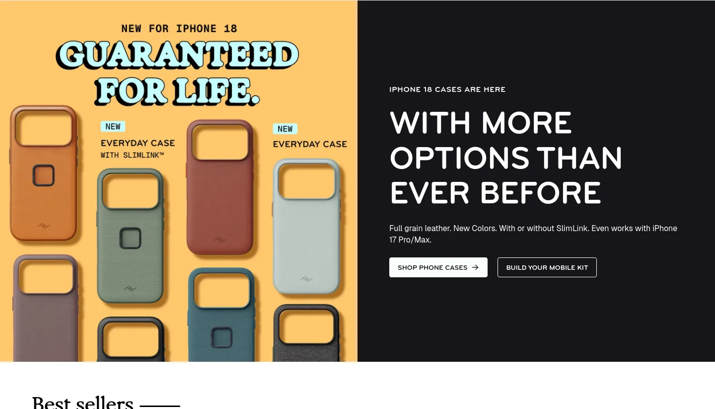 peakdesign.com — a real Hero section