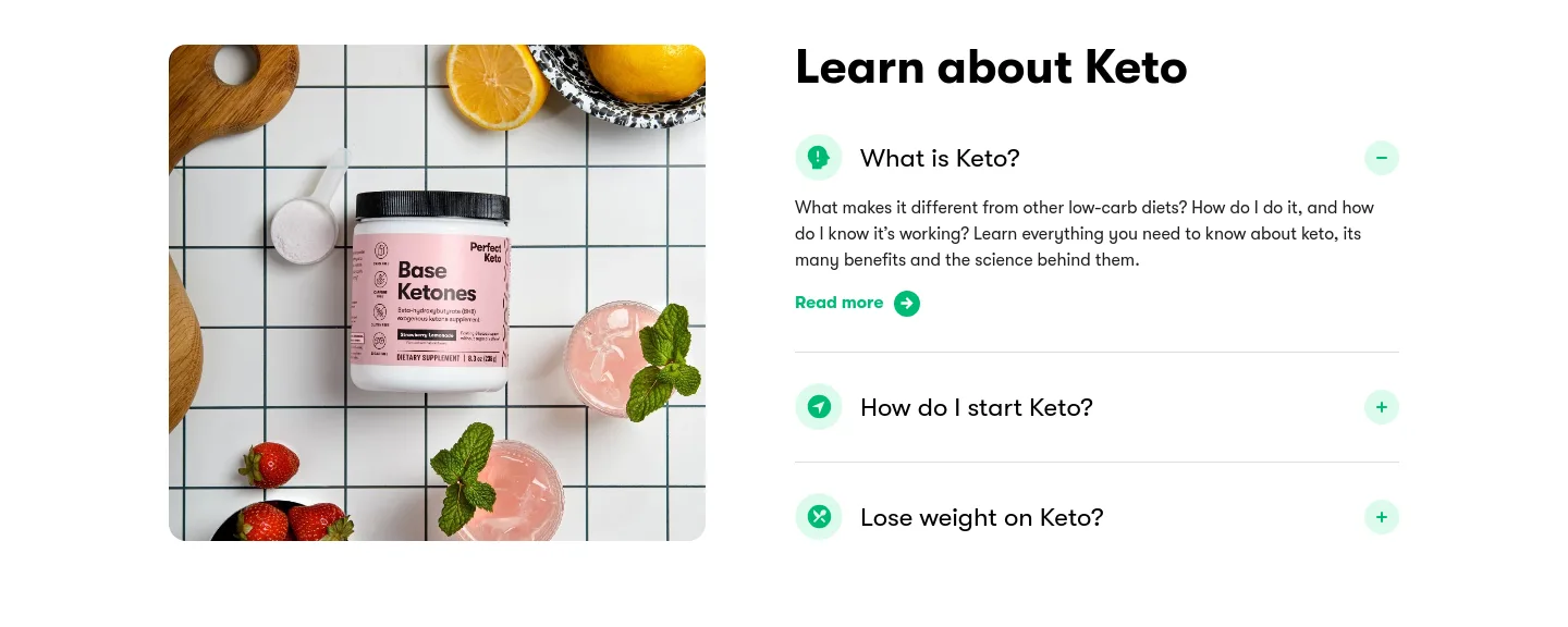 perfectketo.com FAQ section