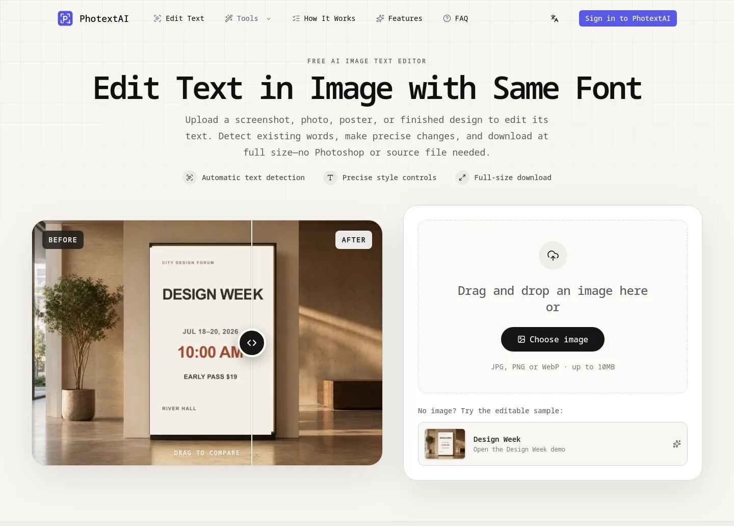 photextai.com — a real Hero section
