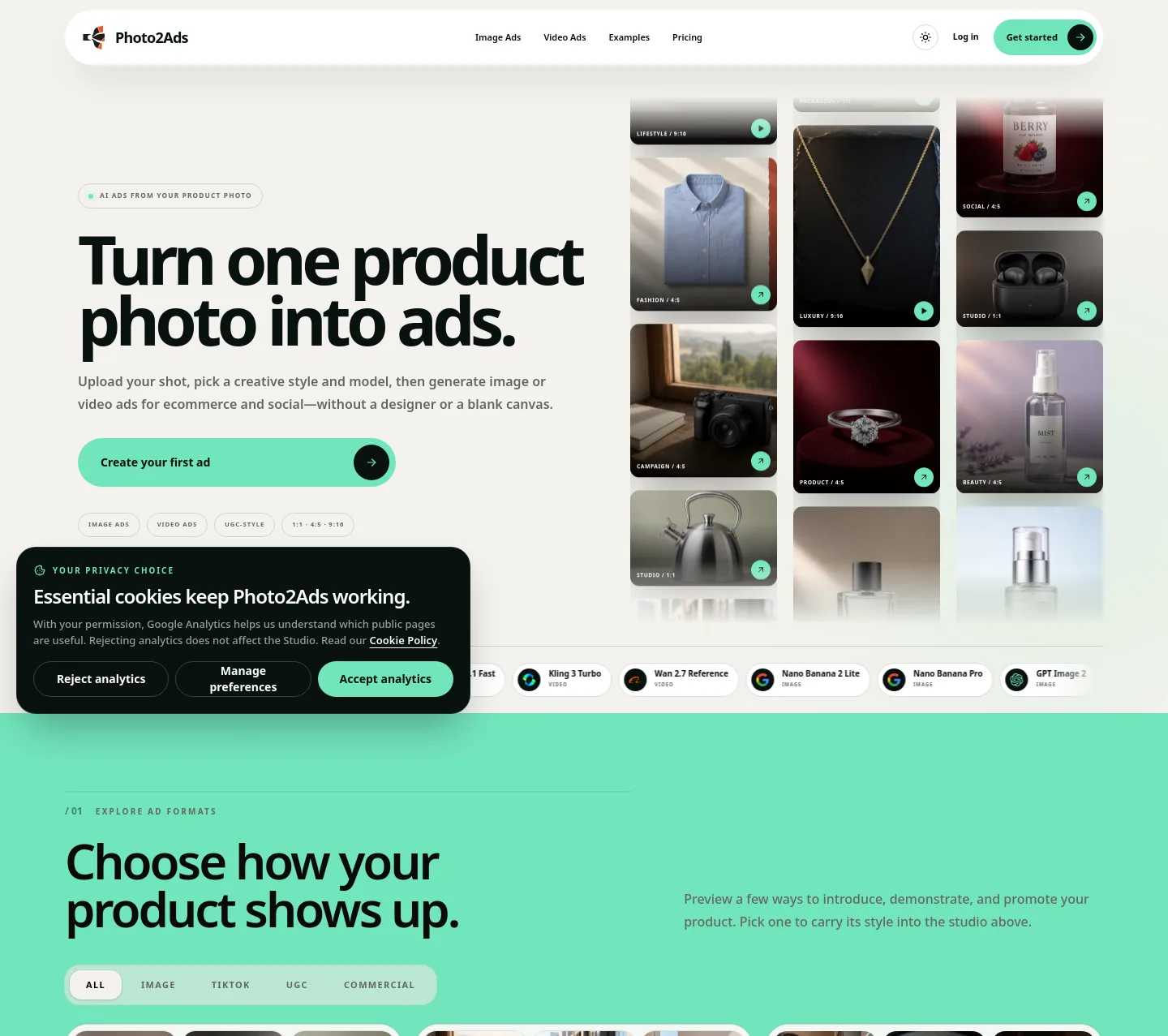 photo2ads.com — a measured funnel