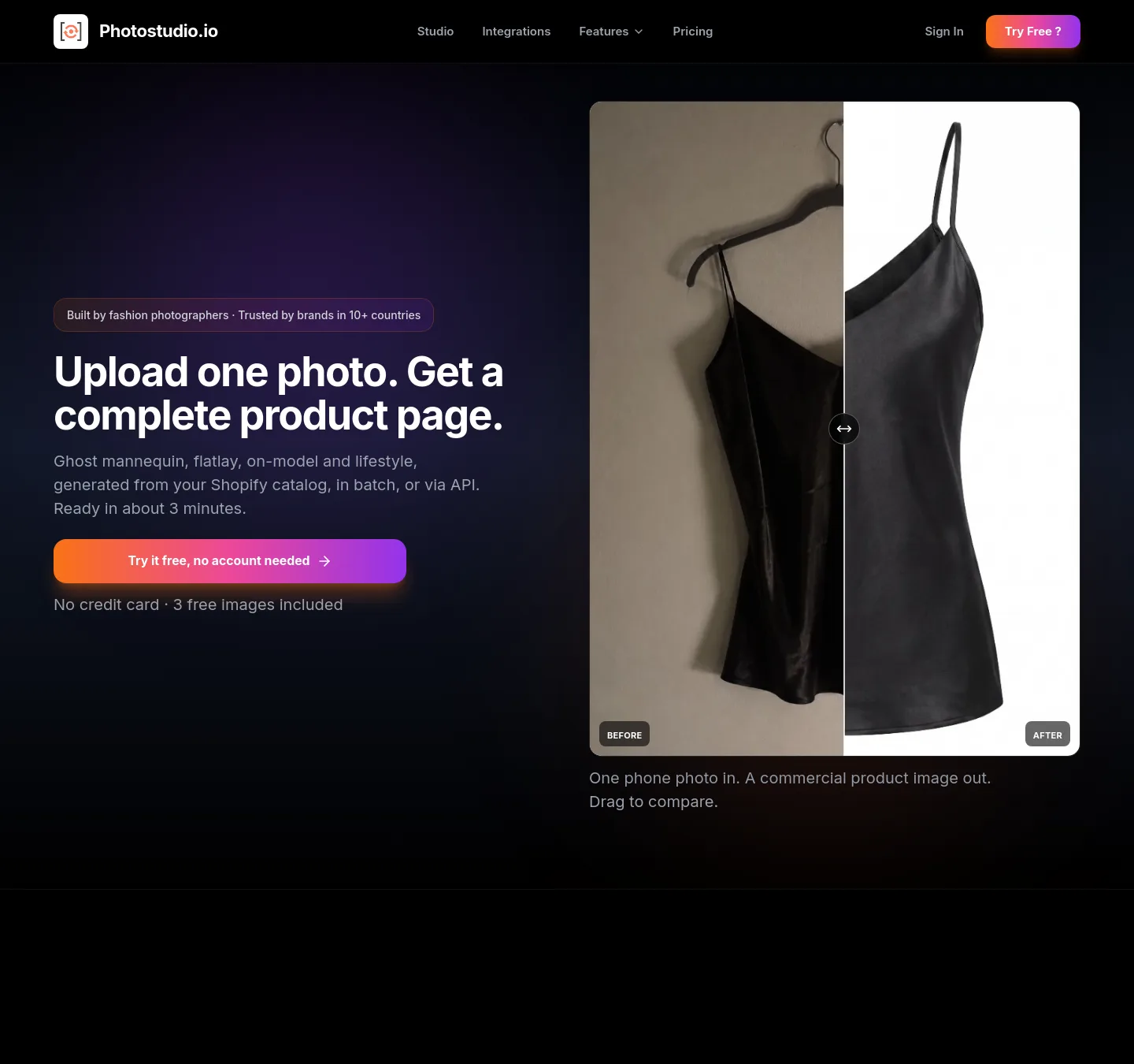 photostudio.io — a measured funnel