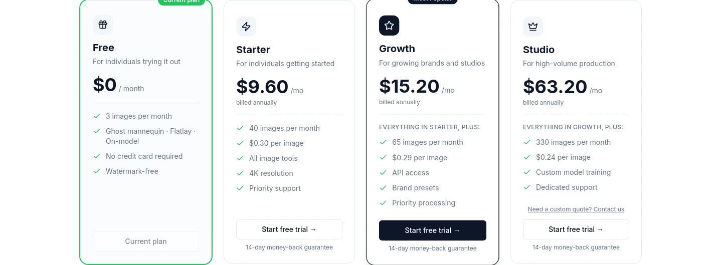 photostudio.io Pricing section