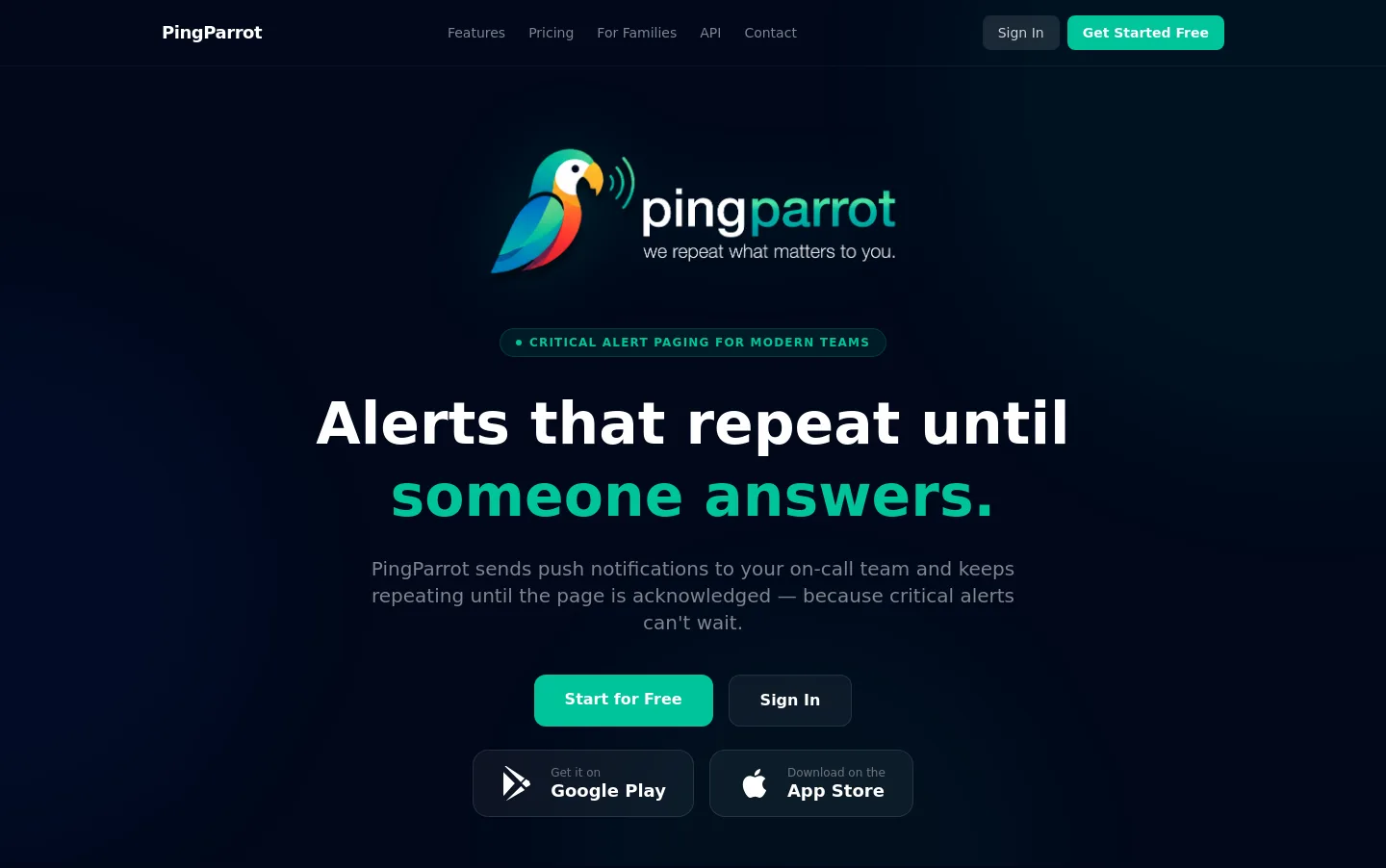 pingparrot.app Features section