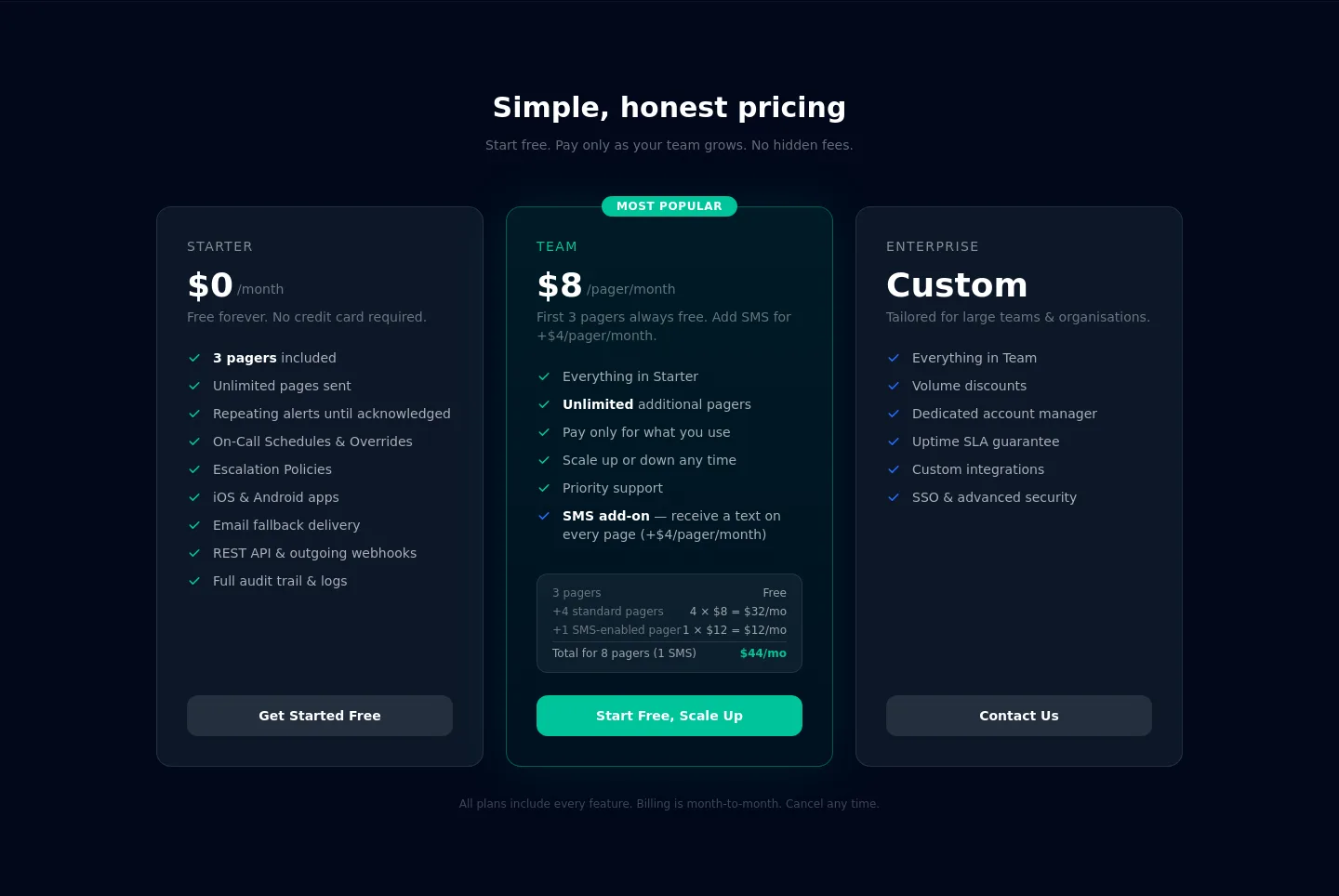 pingparrot.app Pricing section
