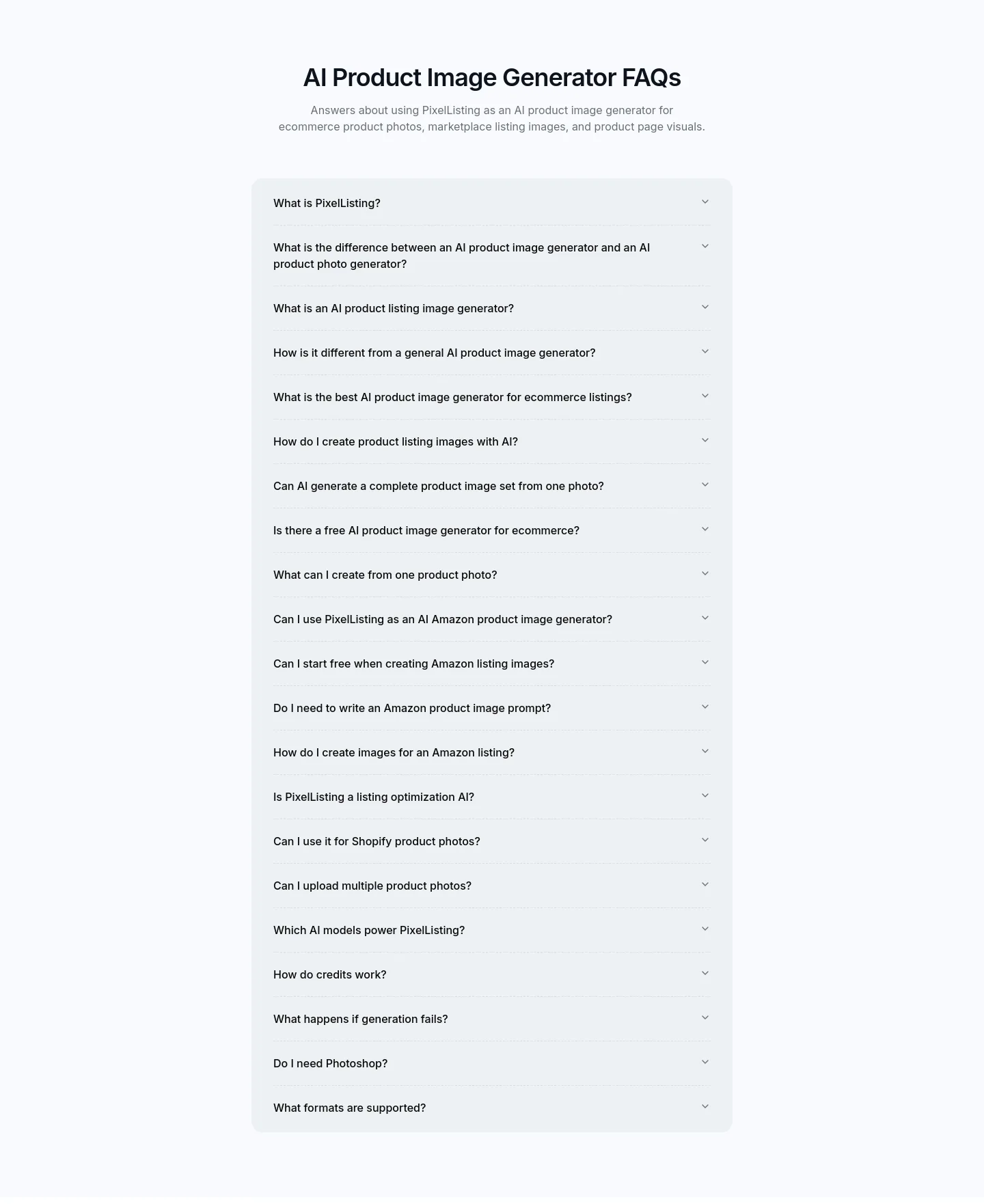 pixellisting.com FAQ section