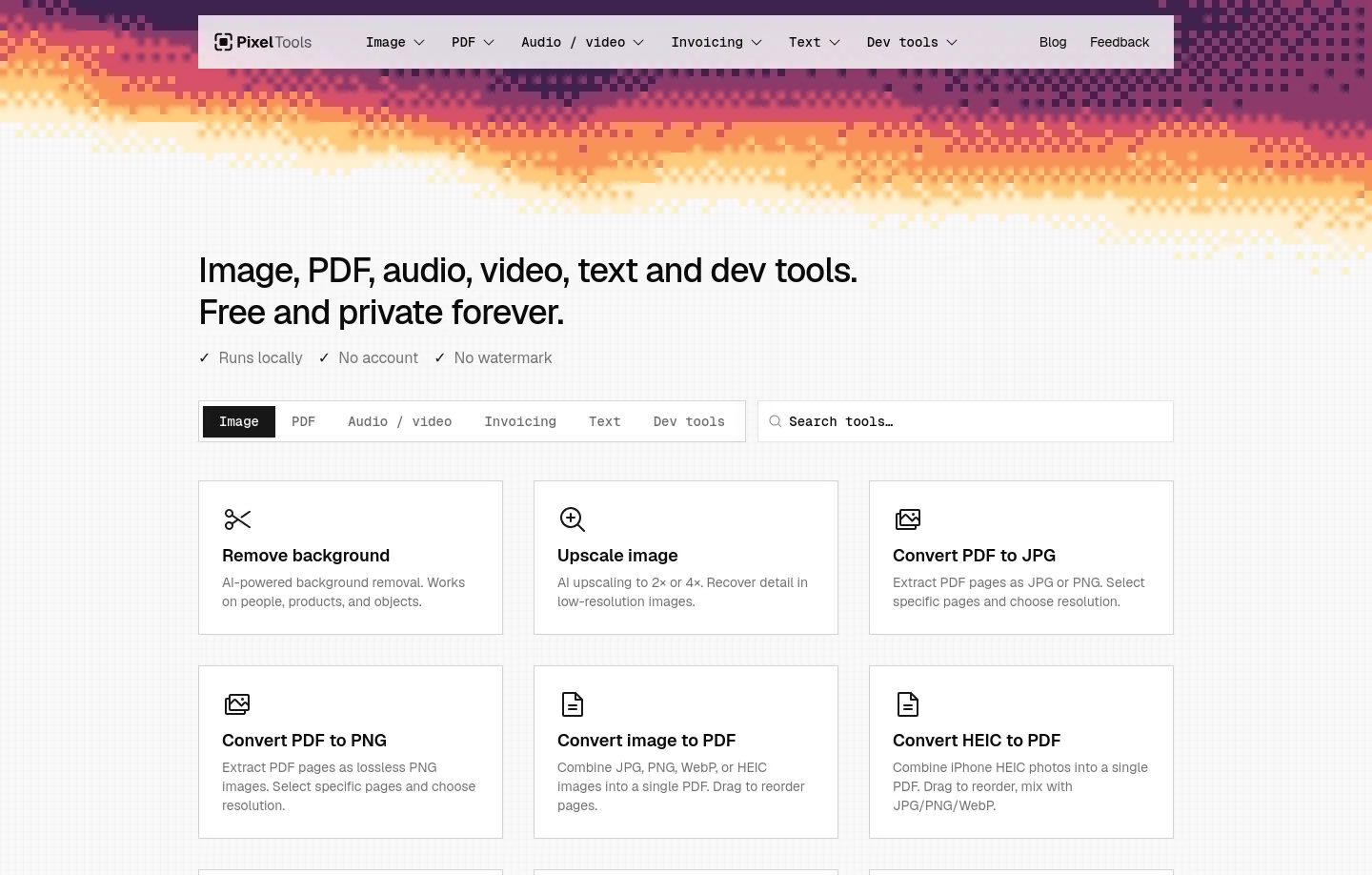pixeltools.io — a measured funnel