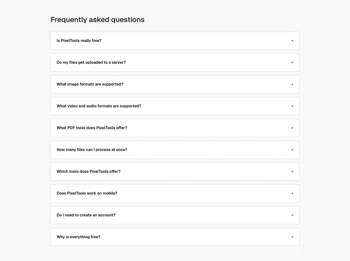 pixeltools.io FAQ section