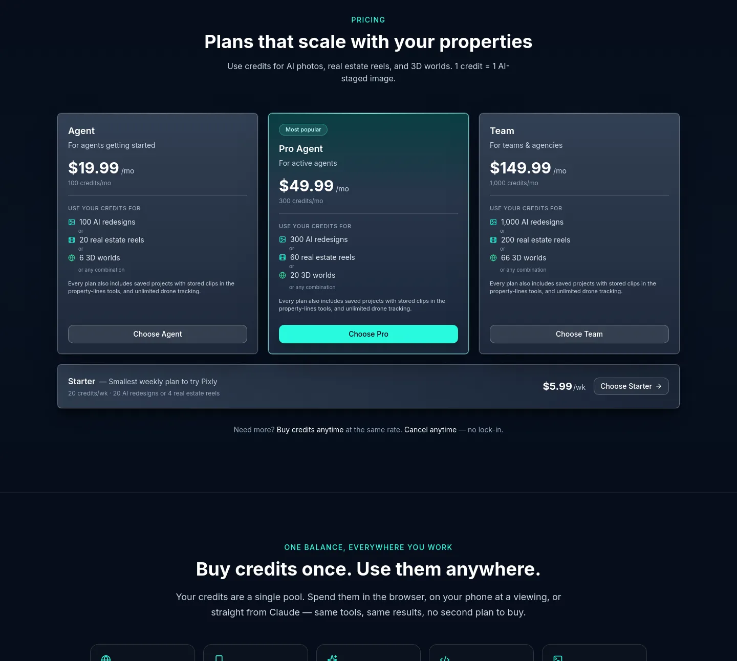 pixly.app Pricing section