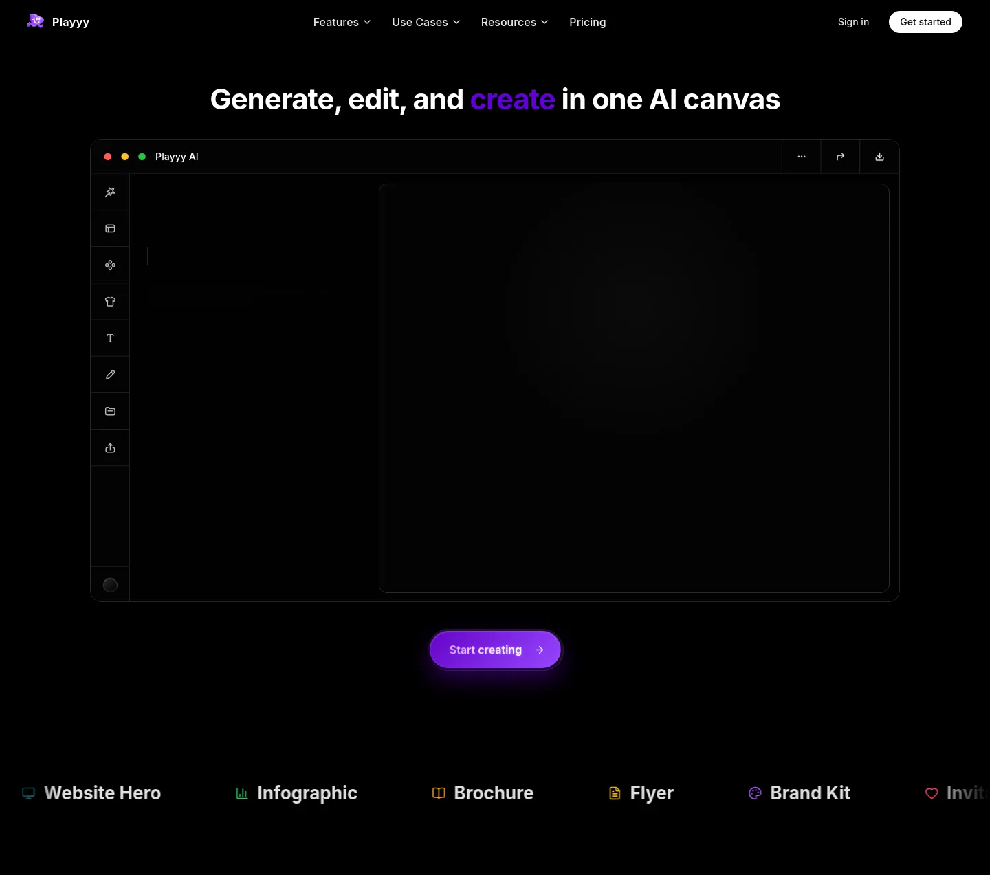 playyy.ai — a real Hero section