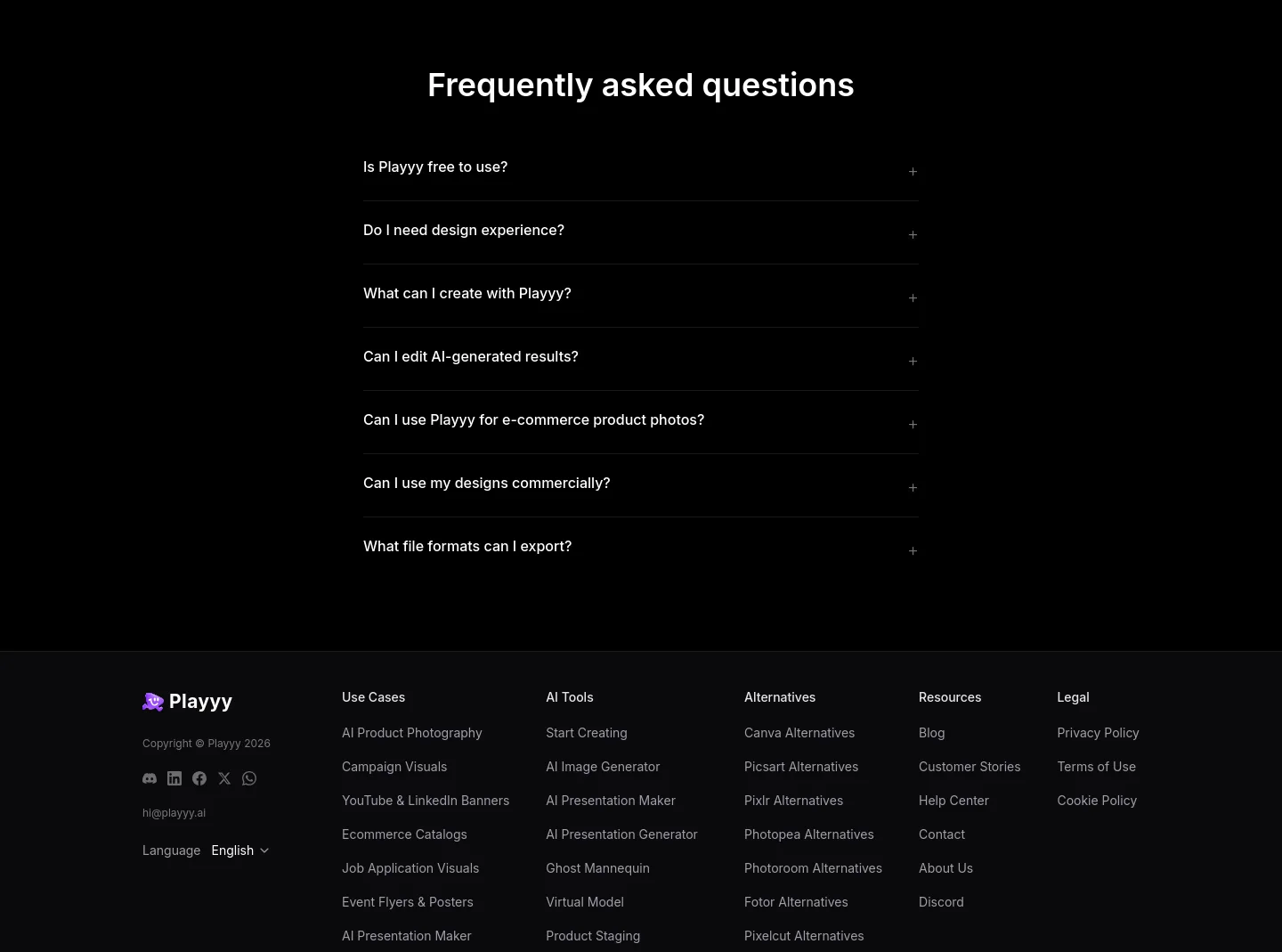 playyy.ai FAQ section