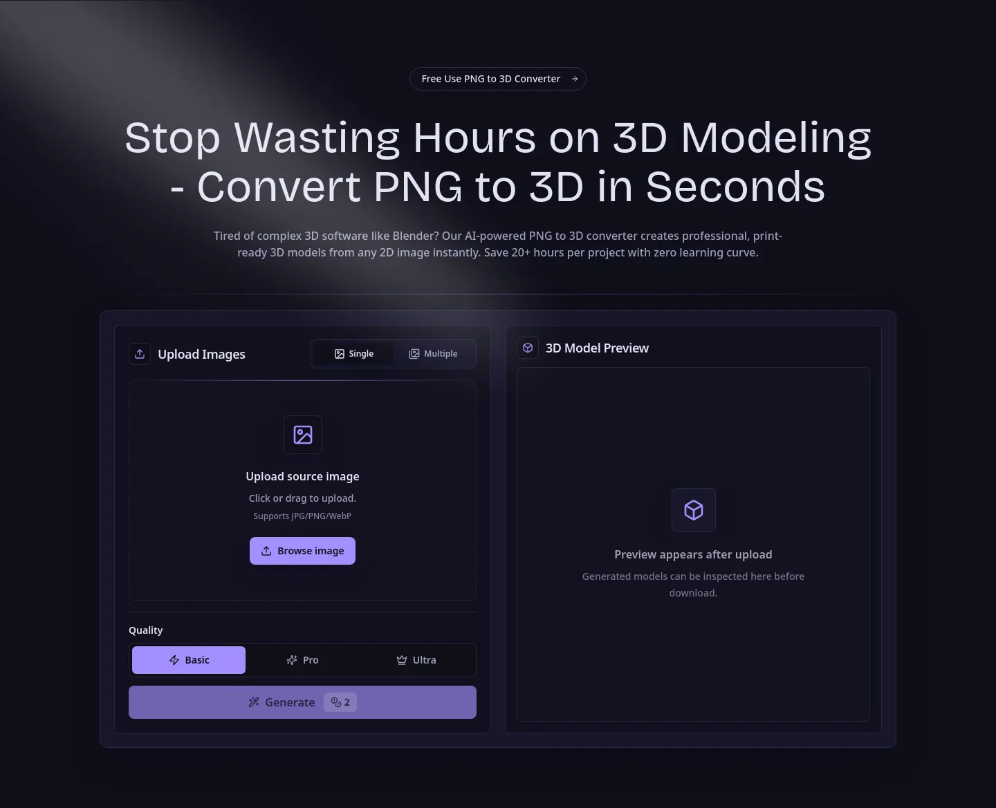 pngto3d.org — a real Hero section