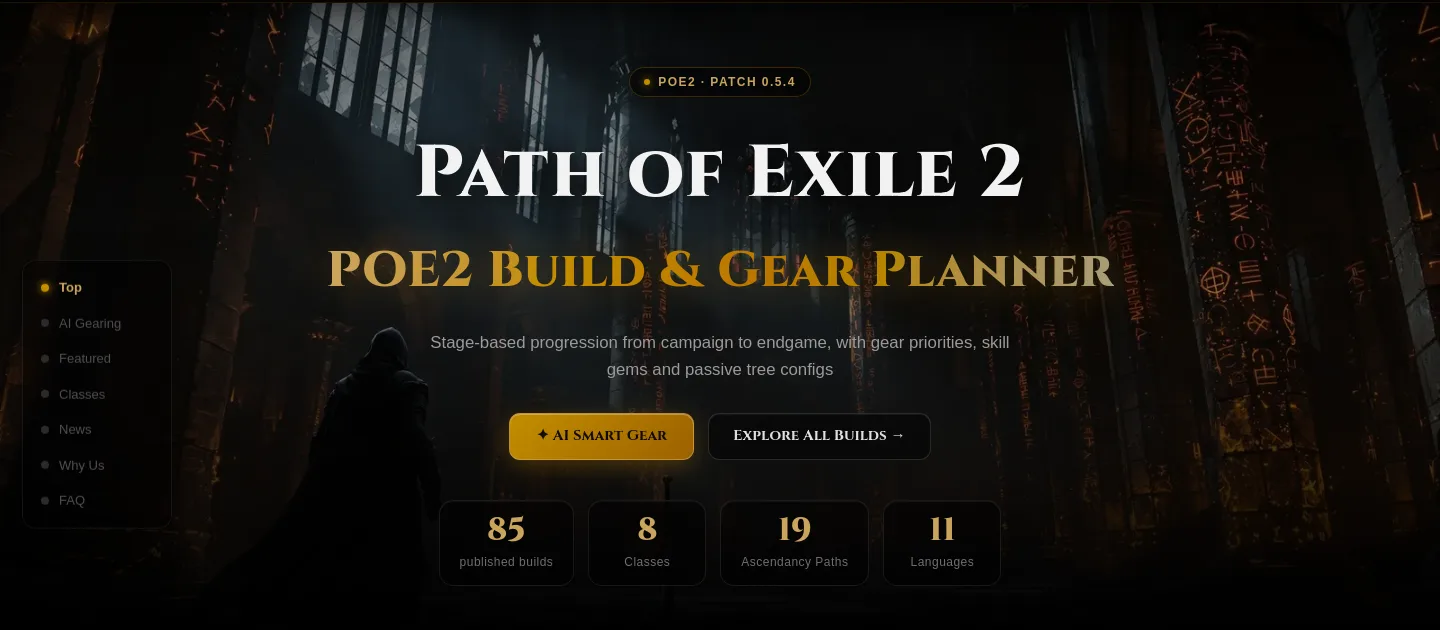 poe2builds.ai — a real Hero section