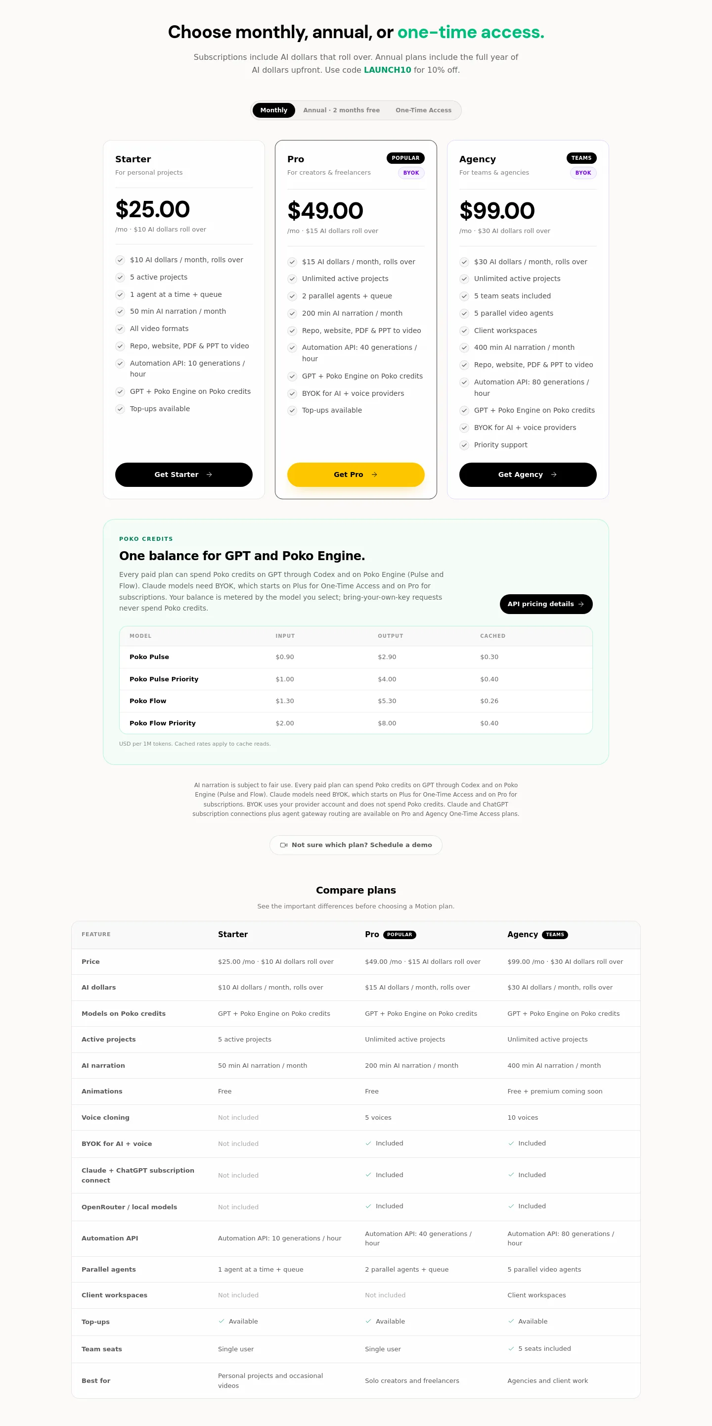 poko.video Pricing section