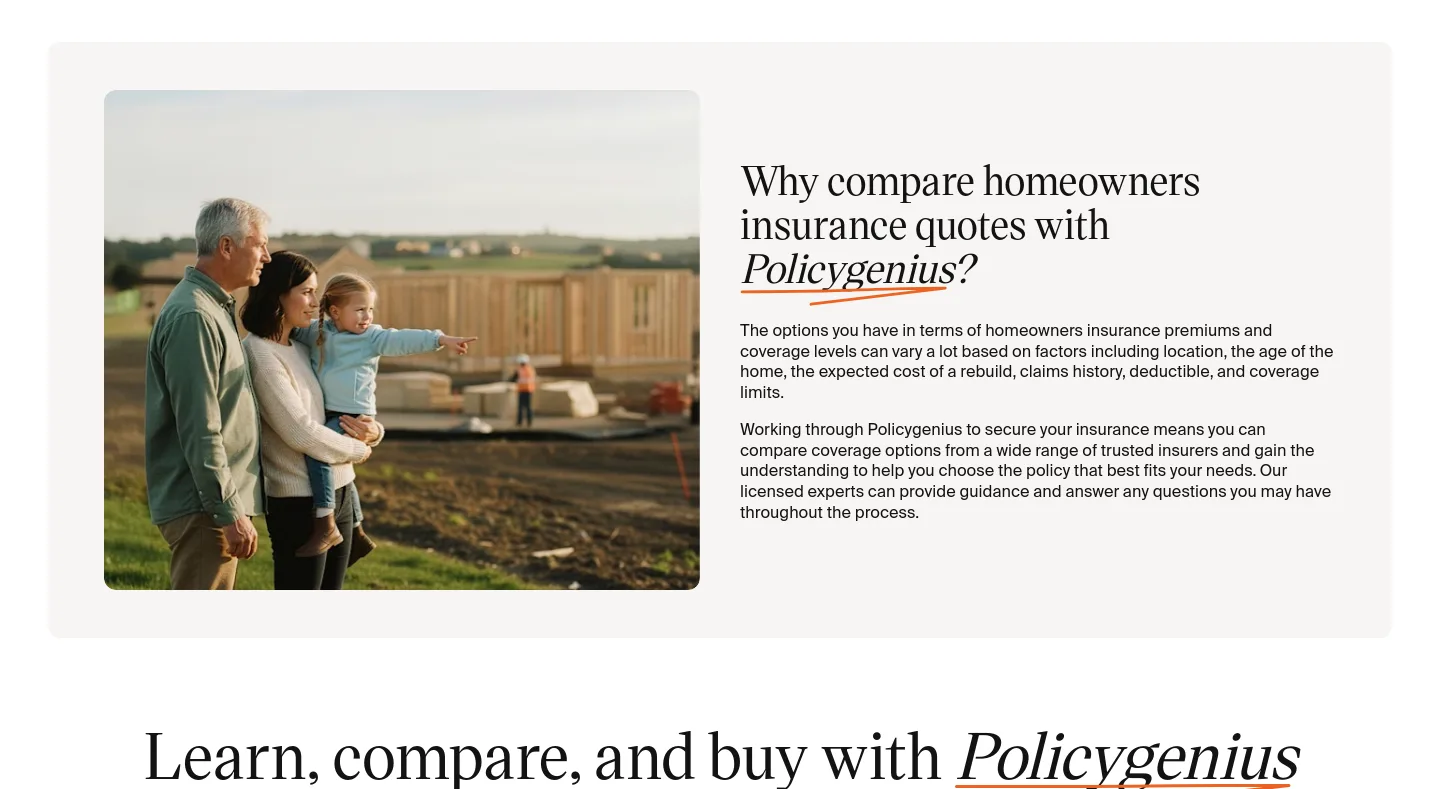 policygenius.com — a real Comparison section