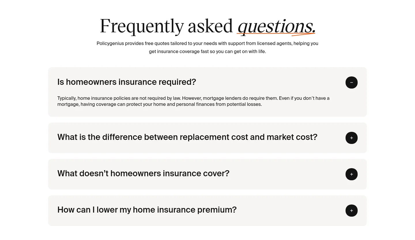 policygenius.com — a real FAQ section