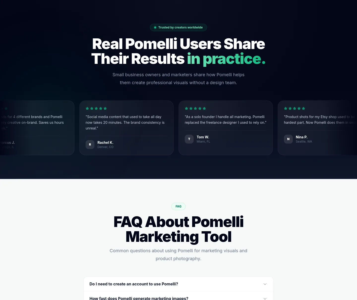 pomelliai.app — a real Logo Wall section