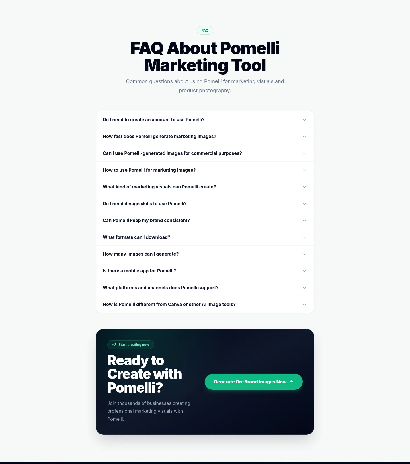 pomelliai.app FAQ section
