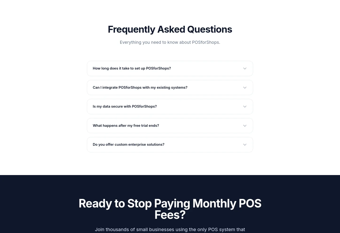 posforshops.com FAQ section