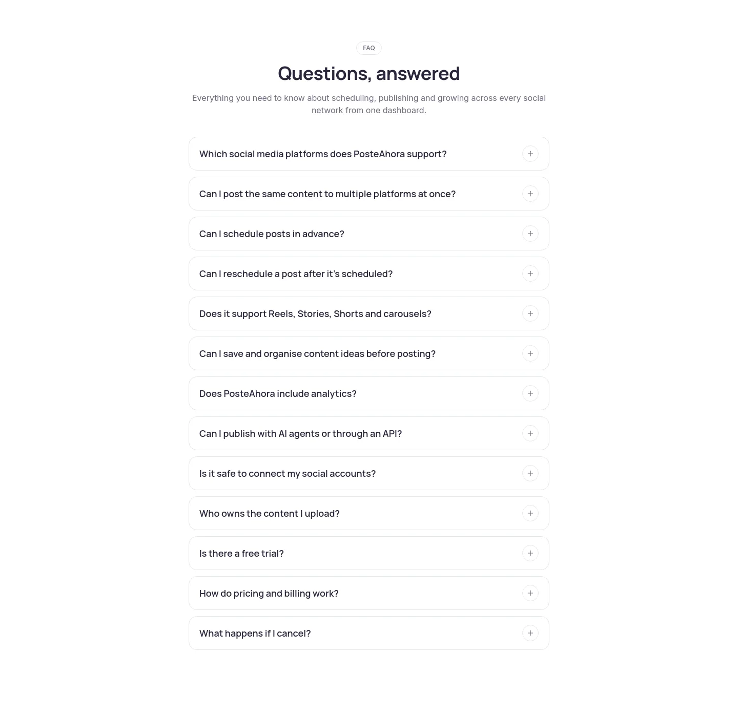 posteahora.com FAQ section