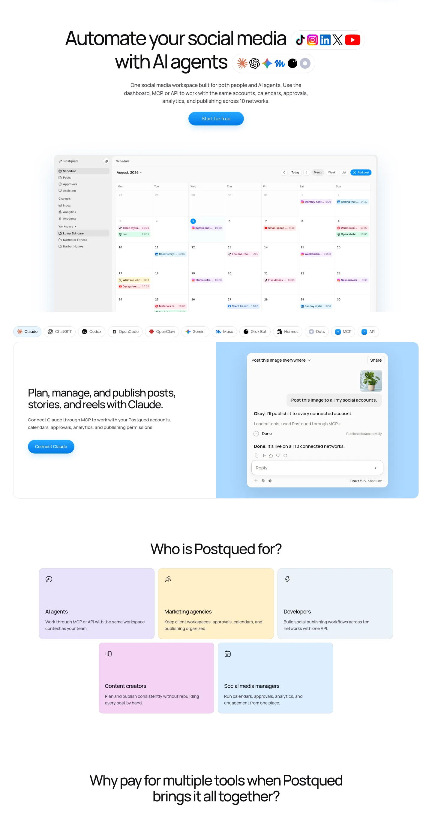 postqued.com Hero section