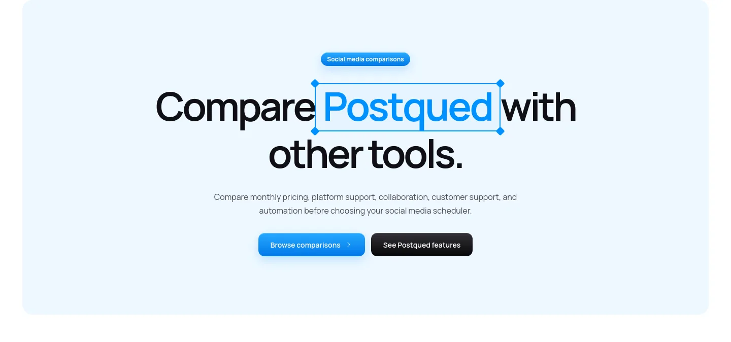 postqued.com Hero section